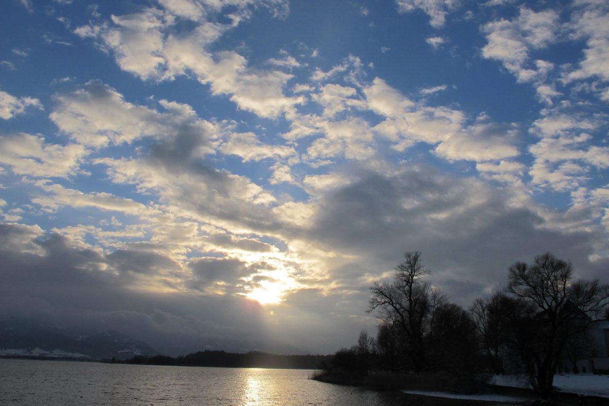 Winter sunset over the Chiemsee from the Fraueninsel