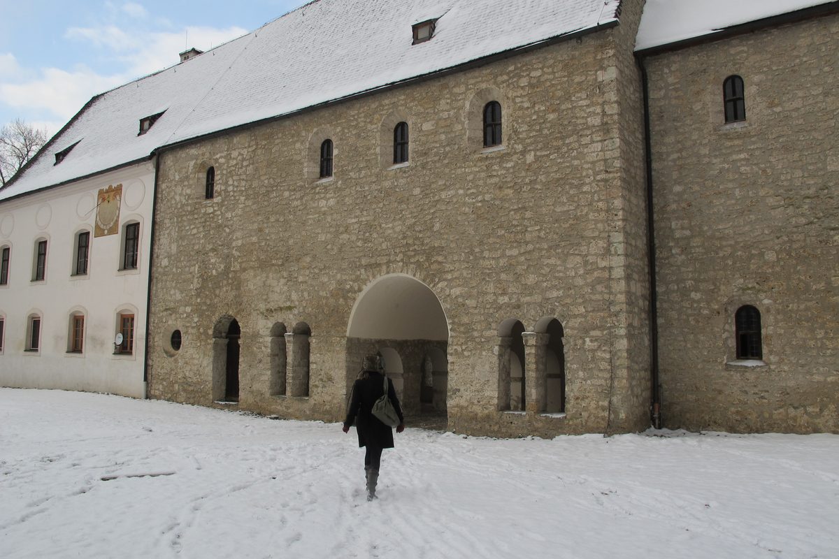 Old abbey buildings on the Fraueninsel in winter