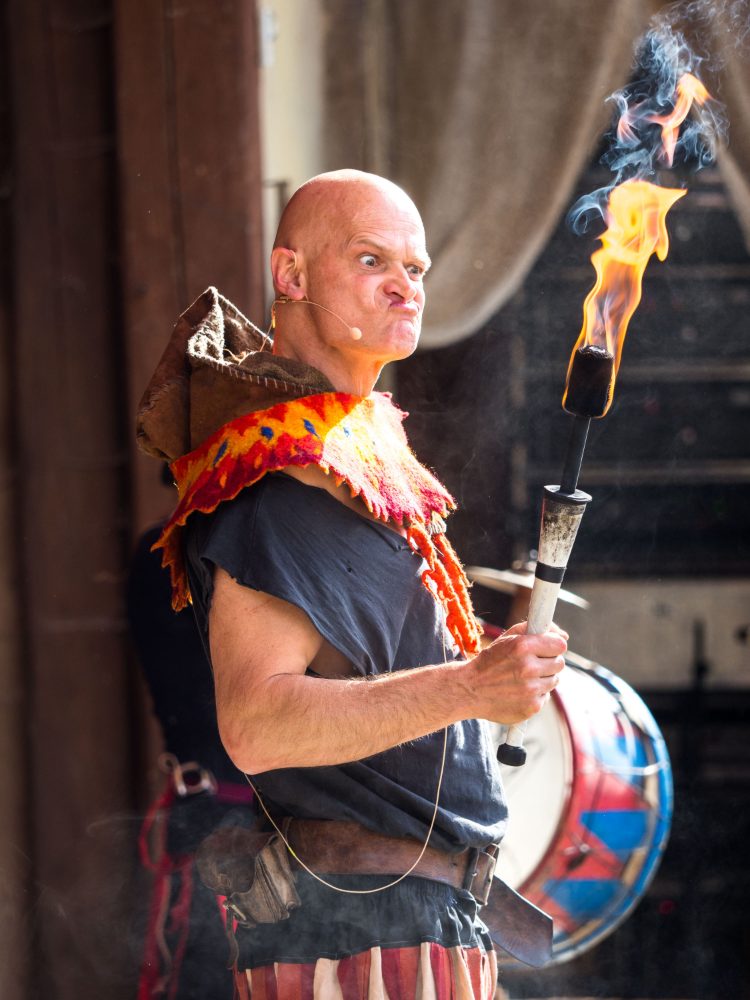 More flames. A musician.