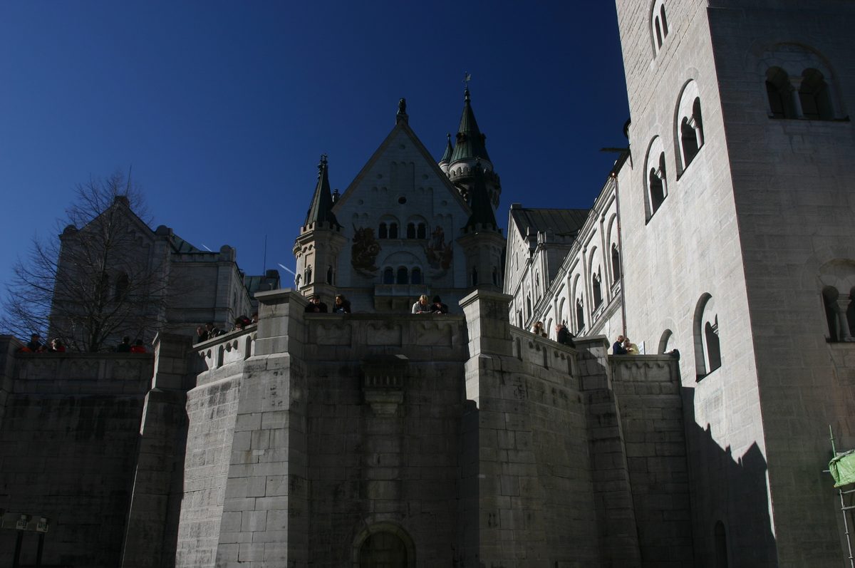 Neuschwanstein gatehouse and walls from below