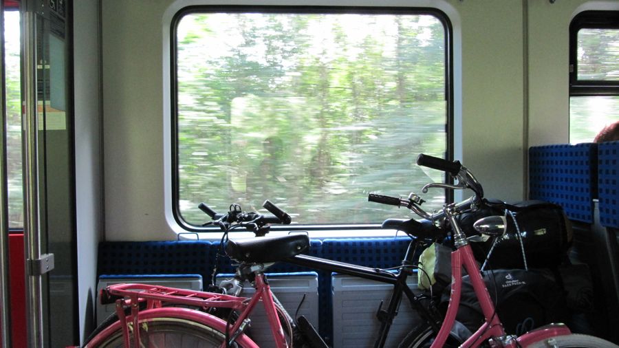 bikes on the train to oberammergau
