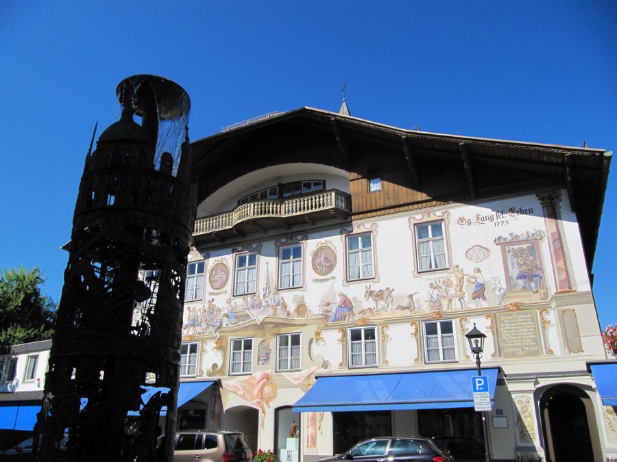 painted building in the centre of oberammergau